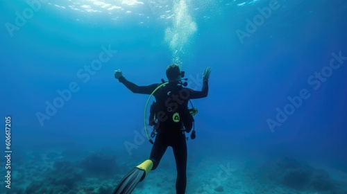 scuba diving instructor teaching a lesson generative ai © ThisDesign