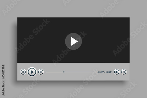 flat grey panel video player template for multimedia experience