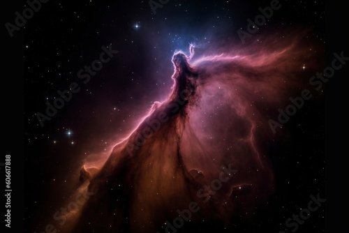 A dark cloud of gas and dust that is part of the Orion Molecular Cloud complex.