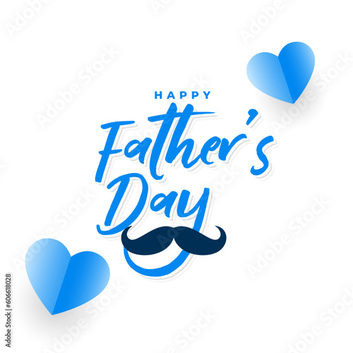 beautiful father's day celebration card with paper heart and mustache