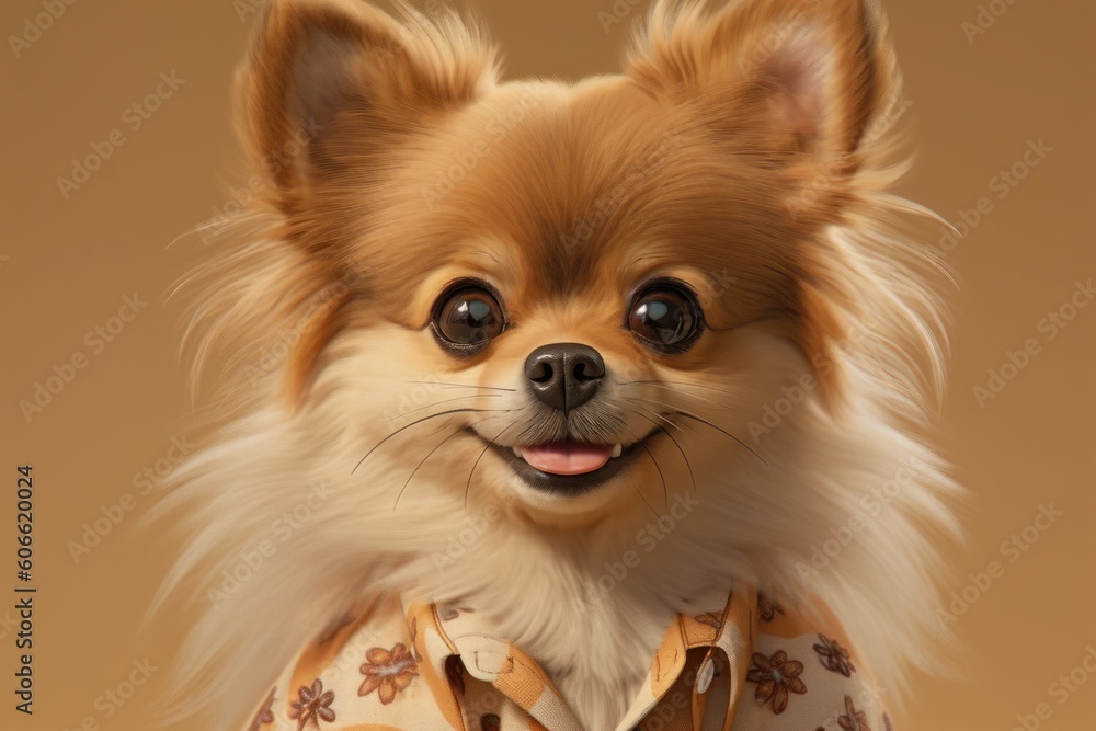 Portrait of a beautiful dog breed Pomeranian close up. AI generated, human enhanced Portrait of a beautiful dog breed Pomeranian close up. AI generated, human enhanced