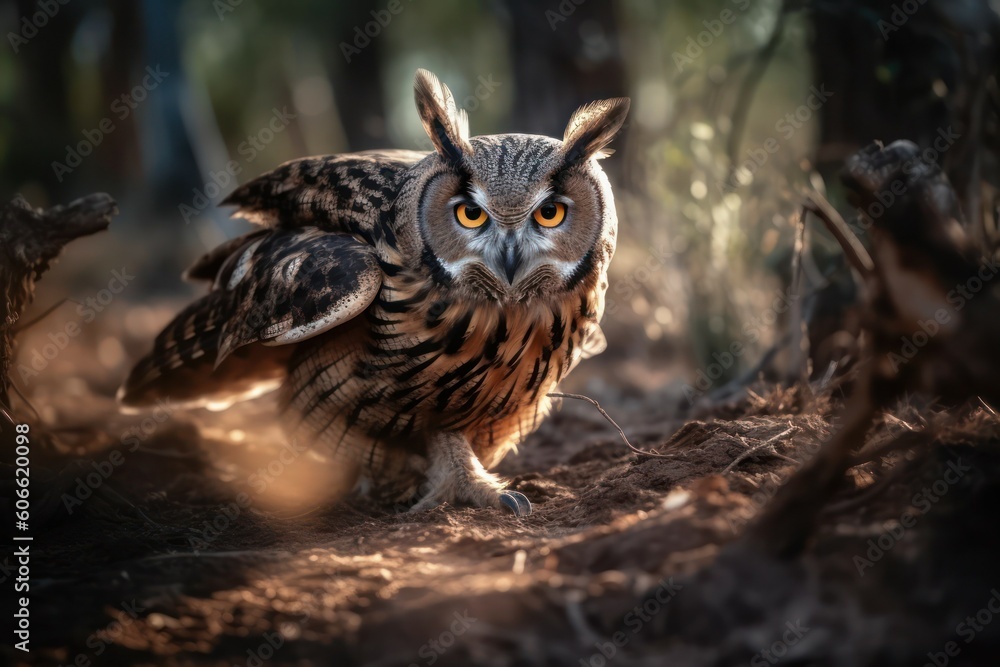 Beautiful owl in its natural habitat. AI generated, human enhanced Beautiful owl in its natural habitat. AI generated, human enhanced