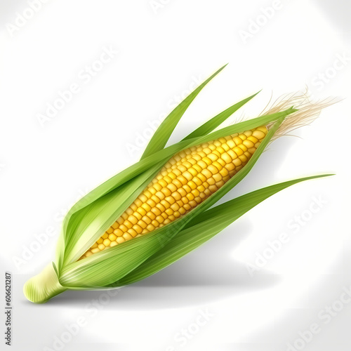 Realistic Single Corn On White Background Illustration