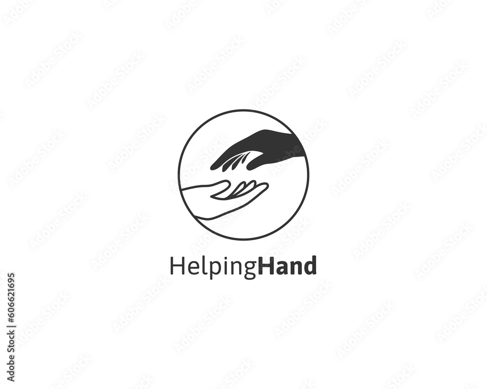 Obraz premium Helping hand logo. Solidarity hand symbol illustration