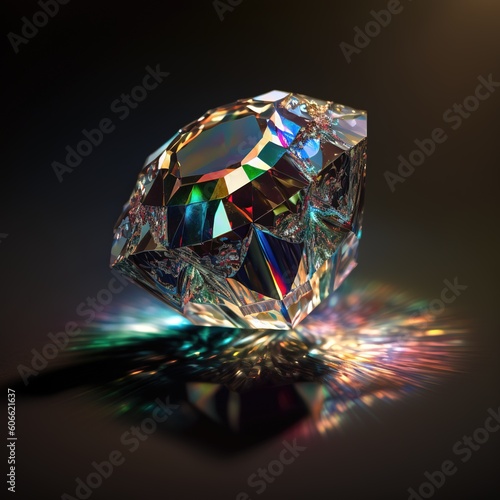 Psychedelic colored rare diamond in 4k  generative AI