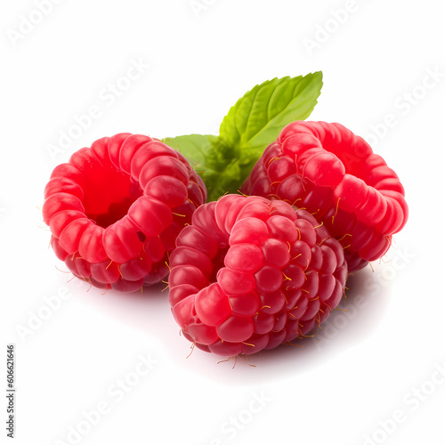 Three Raspberries On White Background Illustration