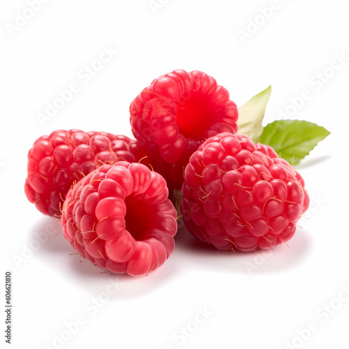 Four Raspberries On White Background Illustration