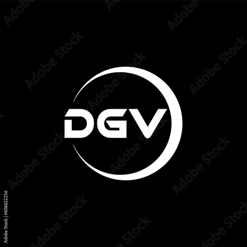 DGV letter logo design with black background in illustrator, cube logo, vector logo, modern alphabet font overlap style. calligraphy designs for logo, Poster, Invitation, etc.