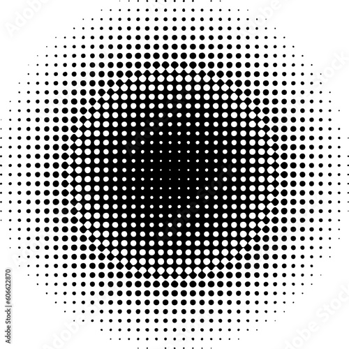 Vector illustration black circle halftone spiral isolated on white background