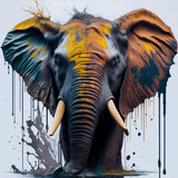 African Bush Elephant Big Five Game Splash Art High Quality