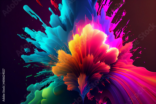 Explosion of ink and colored smoke