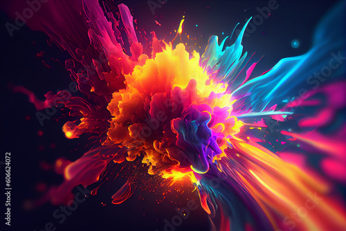 Explosion of ink and colored smoke