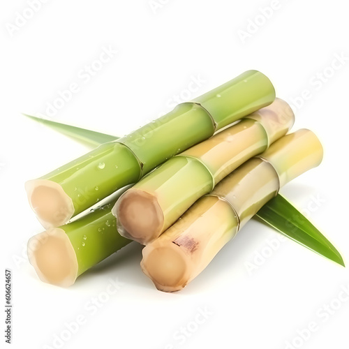 Fresh Sugarcane Isolated White Illustration