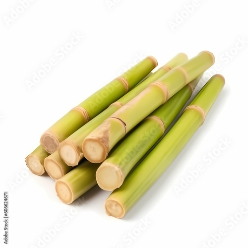 Fresh Sugarcane Isolated White Illustration