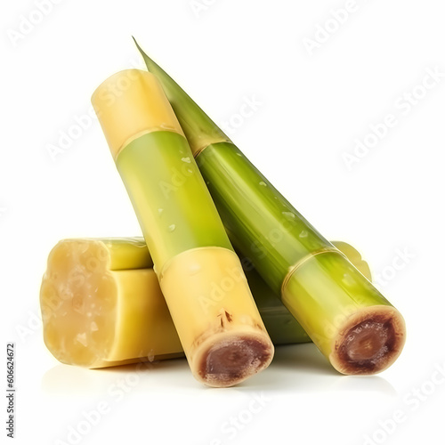 Fresh Sugarcane Isolated White Illustration