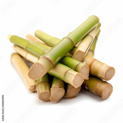 Fresh Sugarcane Isolated White Illustration