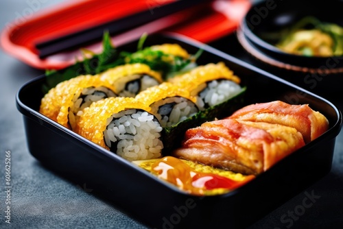 Tamagoyaki Japanese Rolled Omelette in bento Cinematic Editorial Food Photography