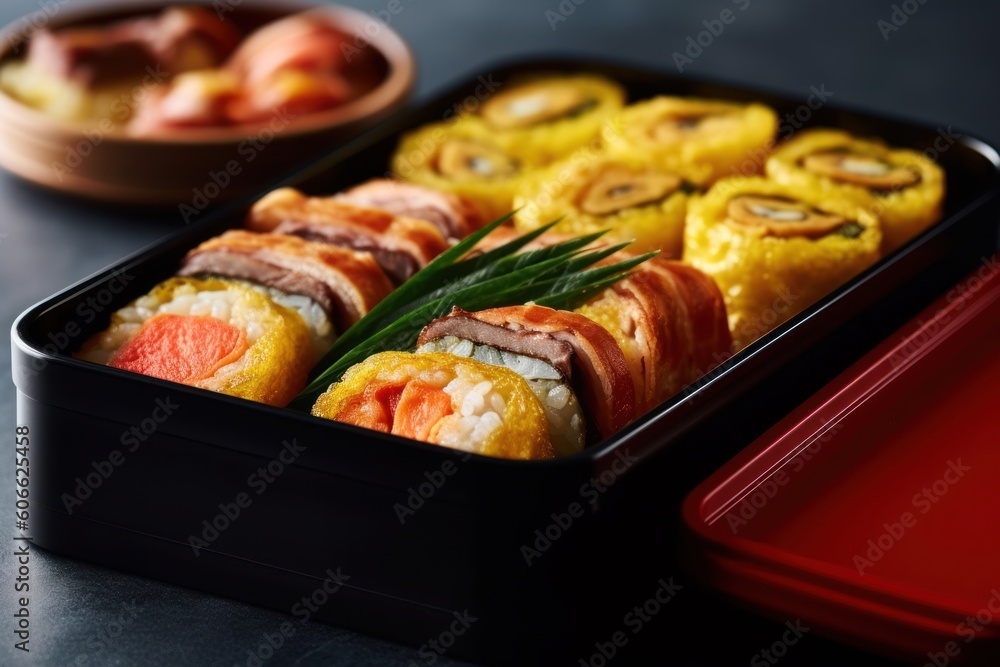 Tamagoyaki Japanese Rolled Omelette in bento Cinematic Editorial Food Photography