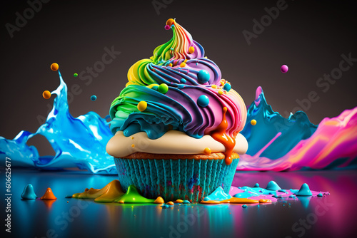 Colorful birthday cupcake