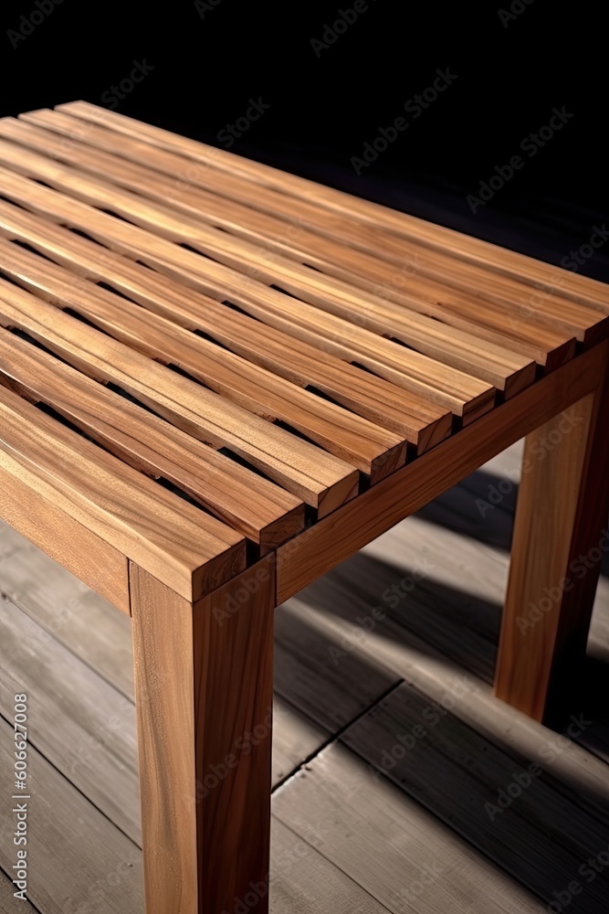 Hardwood Elegance. Light Brown Stained Acacia Outdoor Table, ai, Hardwood Elegance. Light Brown Stained Acacia Outdoor Table, ai,