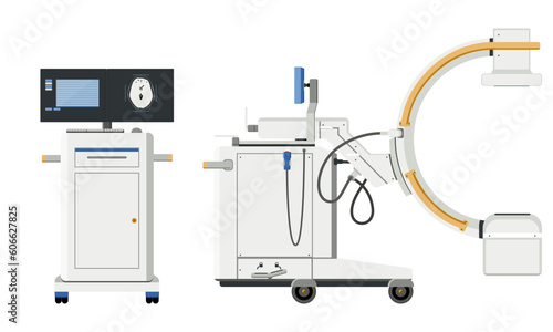 Medical equipment Radiographic, fluoroscopic units, mobile (c-arm) x-ray machine High-quality diagnostics for surgery orthopedics, laparoscopy, cardiology, ER and panic clinic. Flat design