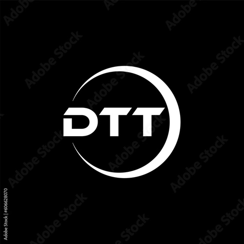 DTT letter logo design with black background in illustrator, cube logo, vector logo, modern alphabet font overlap style. calligraphy designs for logo, Poster, Invitation, etc.