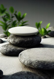 Zen Stone Balance in Japanese Garden. Ideal for Branding and Product Display on White Background Generative AI