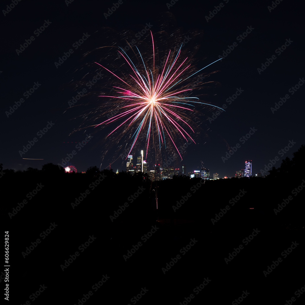 Philadelphia 4th of July firework. view from Fairmount Park. Philadelphia 4th of July firework. view from Fairmount Park.