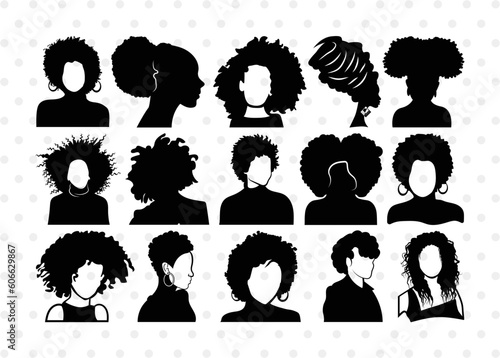 Afro Woman SVG, Woman Silhouette, Afro Girl Svg, Afro Queen Svg, Afro Lady Svg, Curly Hair Svg, Black Woman Svg, Woman Bundle