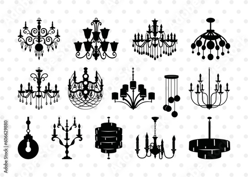 Chandelier SVG, Chandelier Silhouette, Decoration Light Svg, Vintage Chandelier Svg, Home Decor Light Svg, Chandelier Bundle