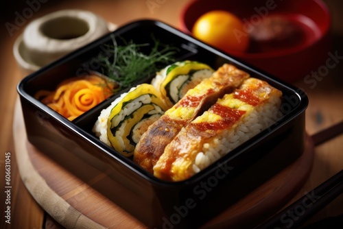 Tamagoyaki Japanese Rolled Omelette in bento Cinematic Editorial Food Photography