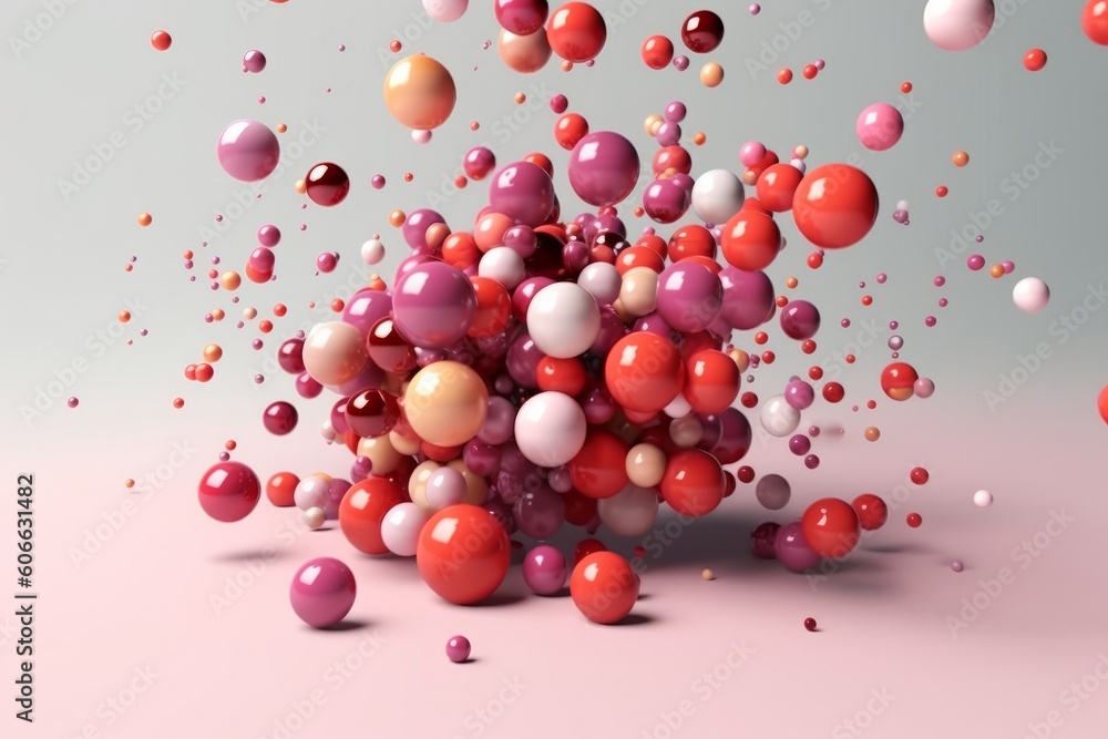 3D rendering of abstract background with spheres in pink and purple colors, generative Ai 3D rendering of abstract background with spheres in pink and purple colors, generative Ai