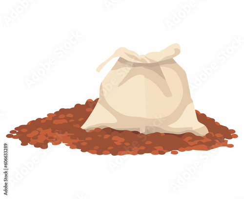 burlap sack on dirt heap