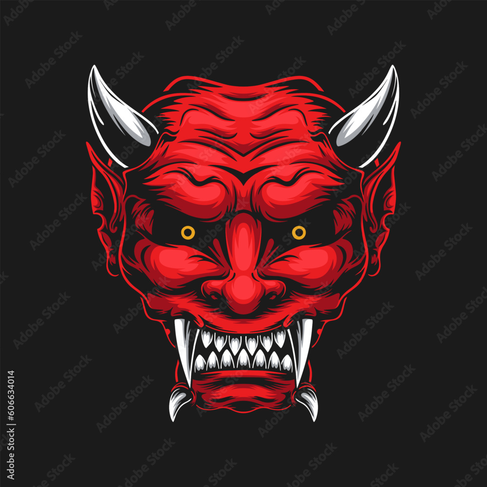 japanese oni mask vector logo Stock Vector | Adobe Stock