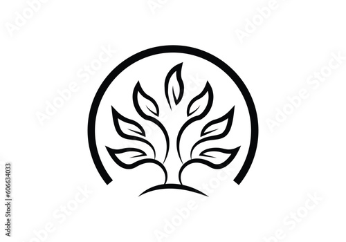 Tree logo illustration. Vector silhouette of a tree.