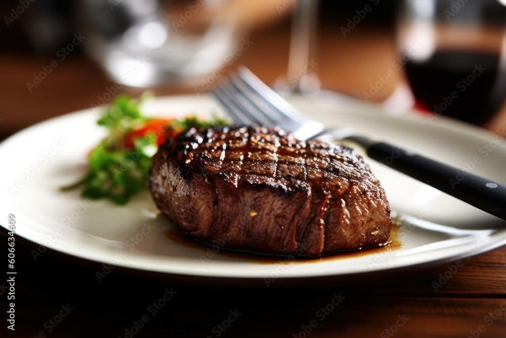 wagyu beef steak in plate fork spoon knife slice Cinematic Editorial Food Photography wagyu beef steak in plate fork spoon knife slice Cinematic Editorial Food Photography