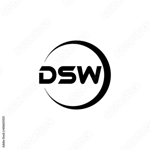 DSW letter logo design with white background in illustrator  cube logo  vector logo  modern alphabet font overlap style. calligraphy designs for logo  Poster  Invitation  etc.