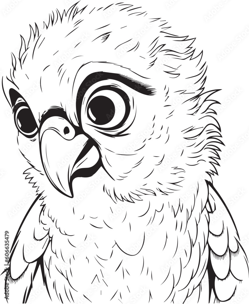 Obraz premium Parrot bird illustration, cute parrot coloring page for kids and adult, parrot mascot logo, parrot bird vector design