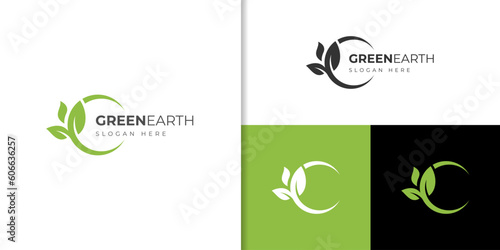 nature globe and earth leaf logo icon design, ecology friendly logo design illustration, saving logo symbol and world environmental design concept