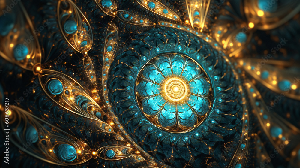 Cosmic Backgrounds in Fractals: Early Universe's Splendor. Golden, silver, ebony, and vibrant hues. Explore diverse shapes, perspectives. Unleash creativity.