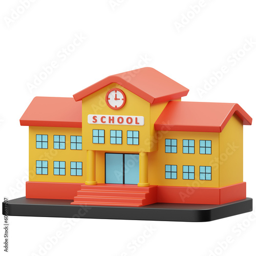School Public Building 3D Icon
