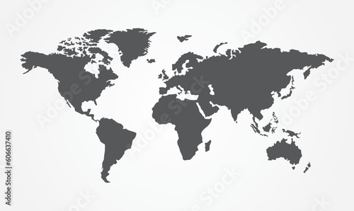 World map gray color vector modern. Silhouette map.
