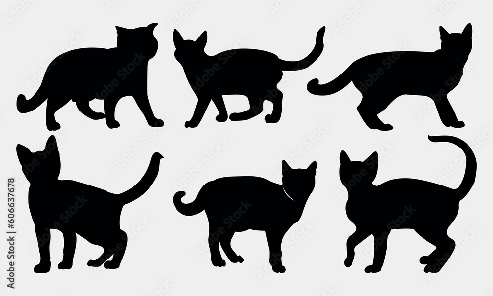 The cat silhouettes vector set.