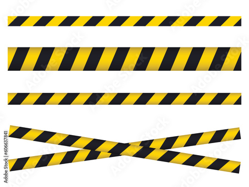 warning tape. Yellow with black police line and danger tapes