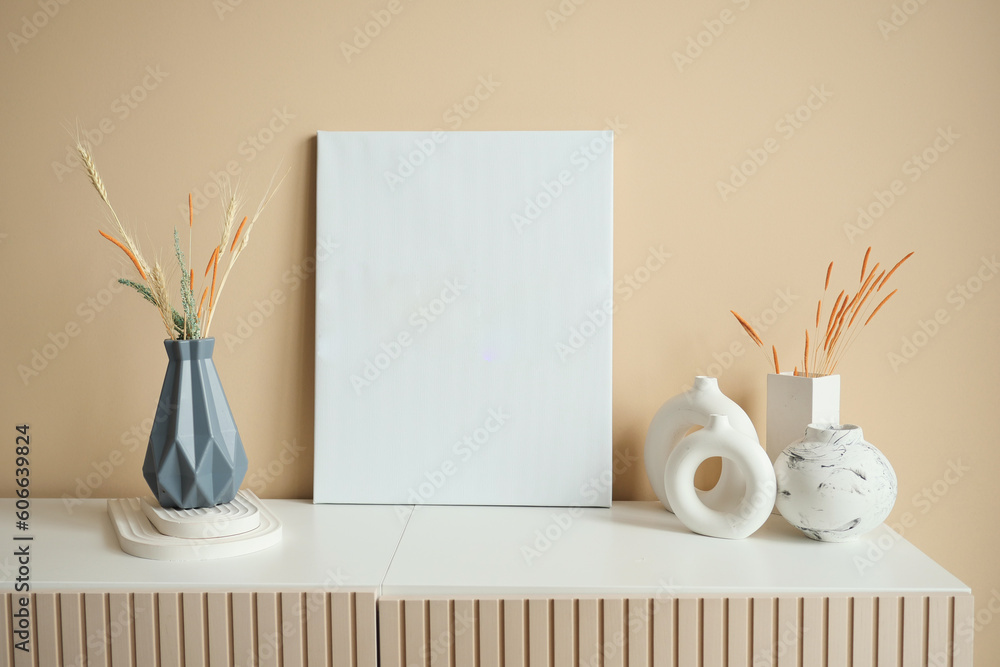 Black frame mockup in a living room Black frame mockup in a living room