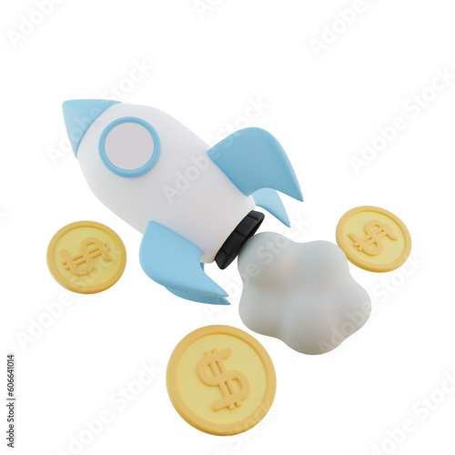 3D Rocket Money Illustration