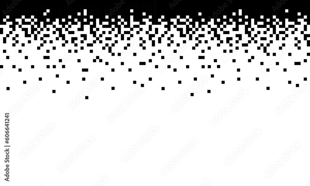 abstract background with halftone. black rectangle shapes drops from top isolated on white background. black pixel background abstract background with halftone. black rectangle shapes drops from top isolated on white background. black pixel background