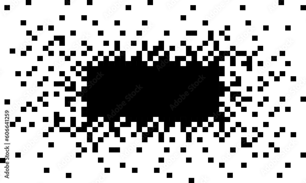 halftone background. pixel spreads from the center isolated on white background. black rectangle geometric shape background halftone background. pixel spreads from the center isolated on white background. black rectangle geometric shape background