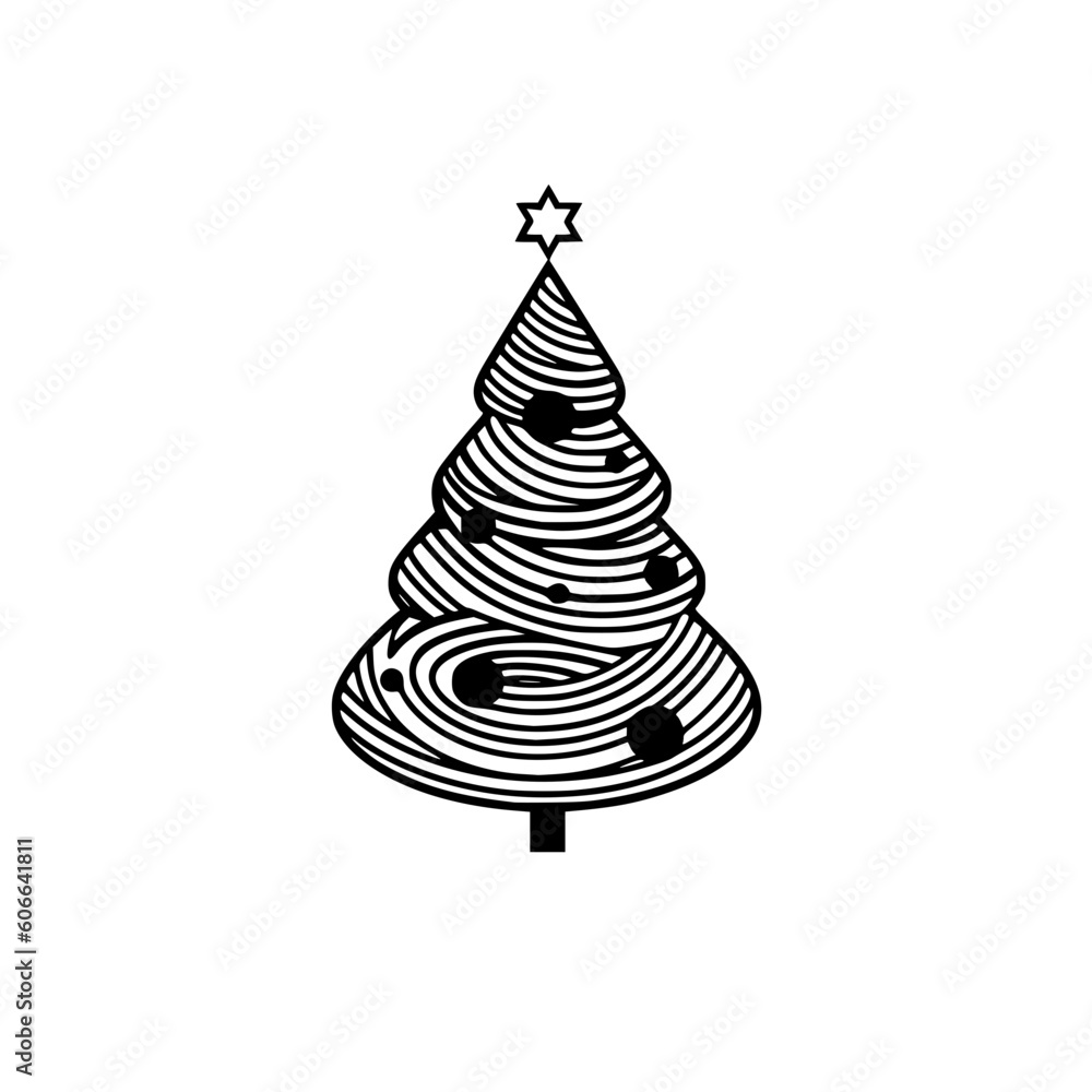 Christmas tree vector illustration isolated on transparent background