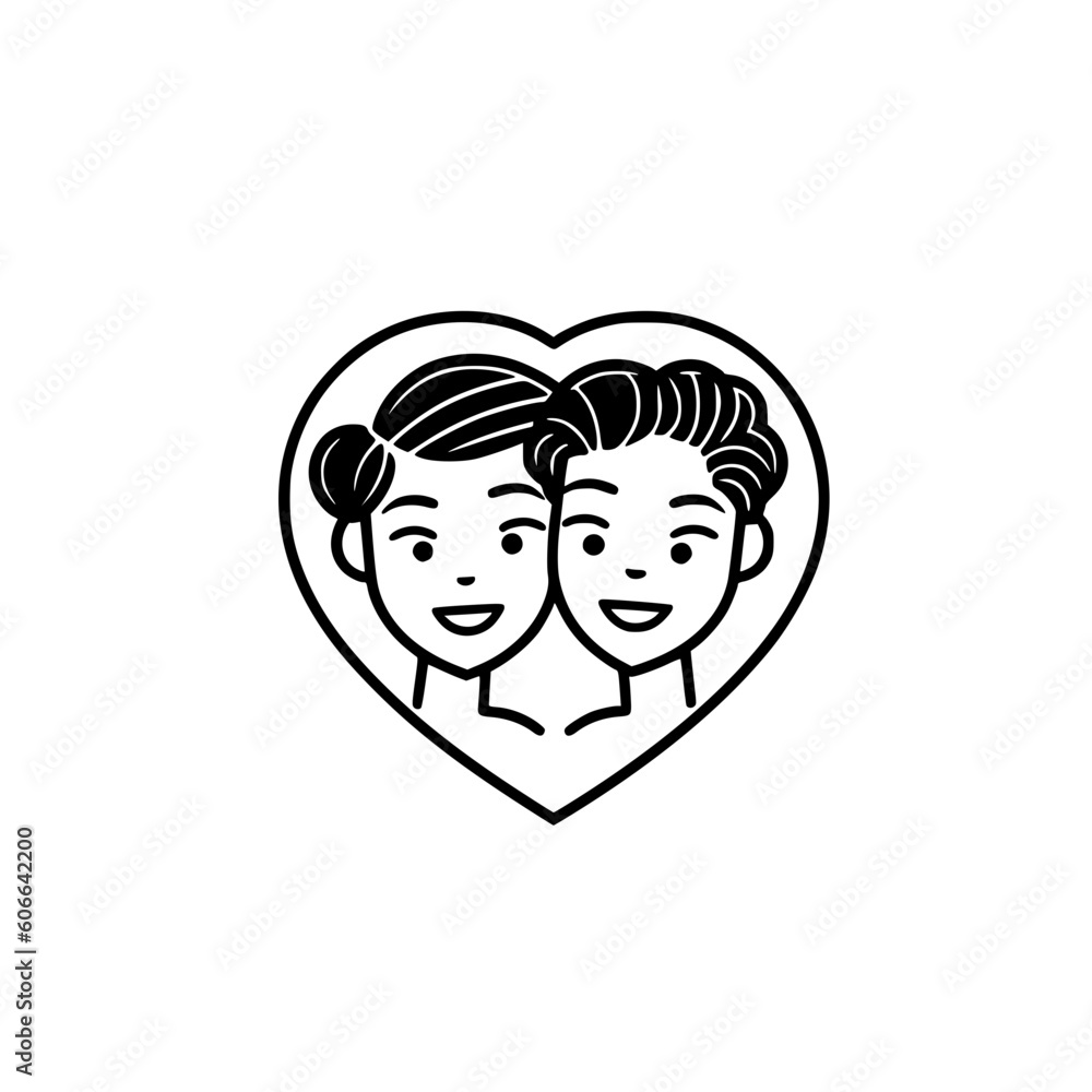 Little brothers in heart vector illustration isolated on transparent background Little brothers in heart vector illustration isolated on transparent background